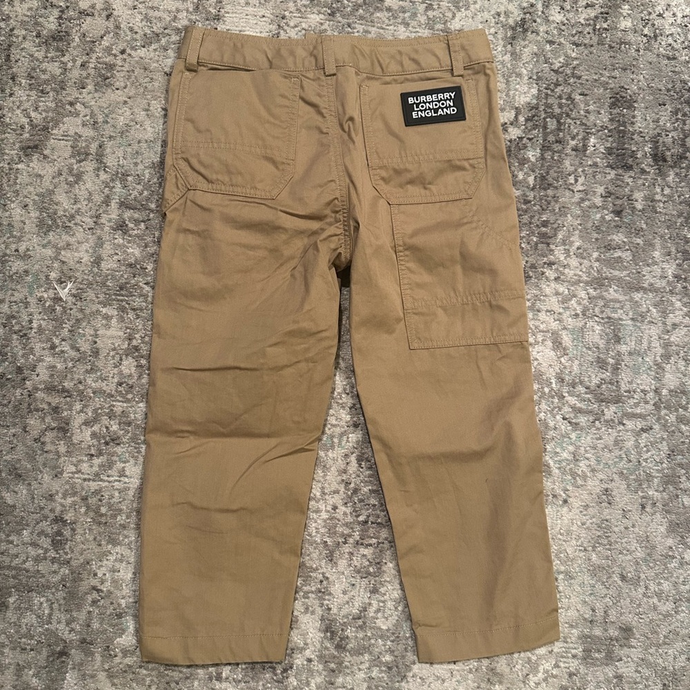 9. BURBERRY Boys Logo Patch Cargo Khaki Pants